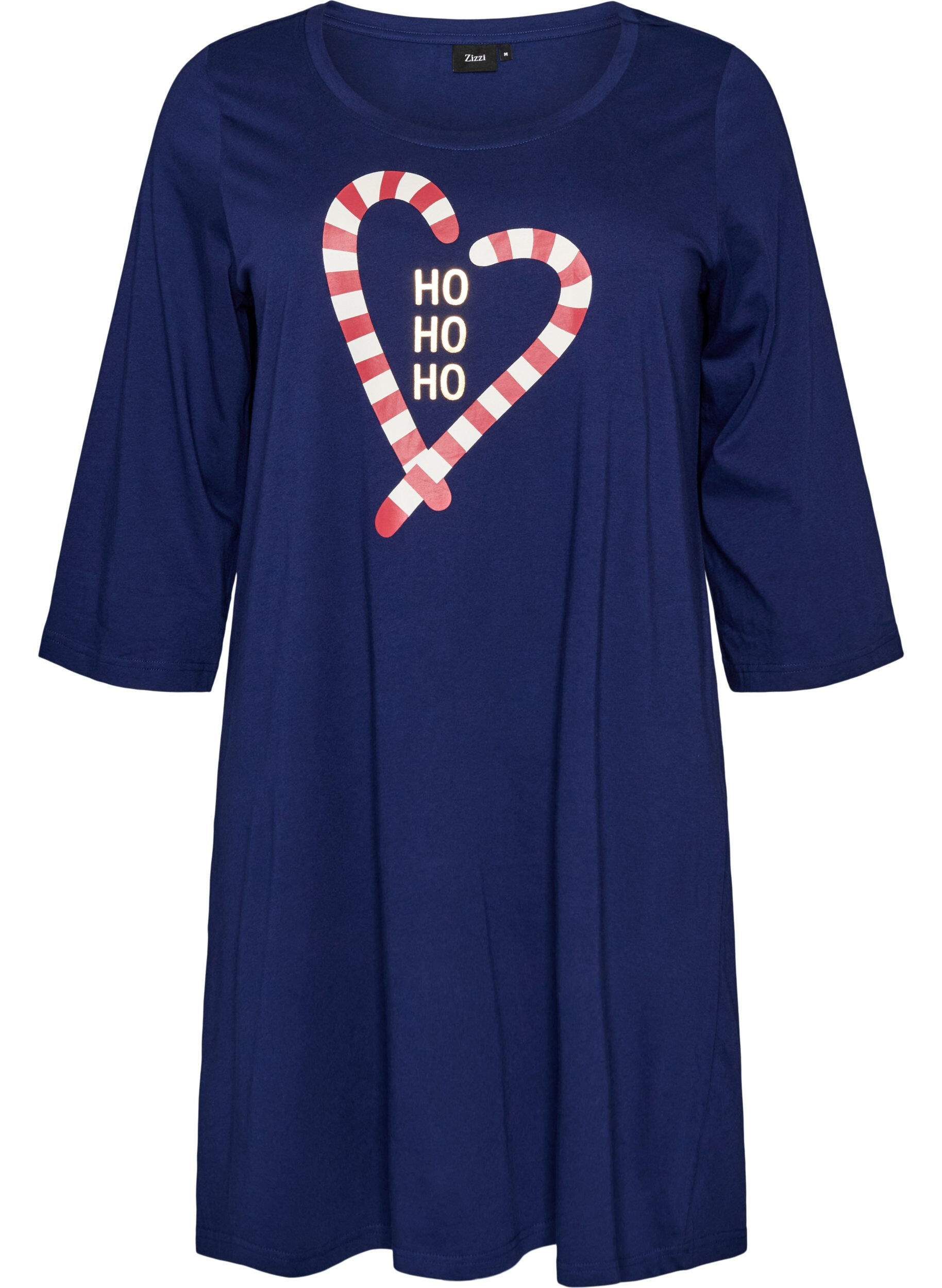 ZizzifashionNightdress in organic cotton with Christmas motif, Blue, Packshot image number 0