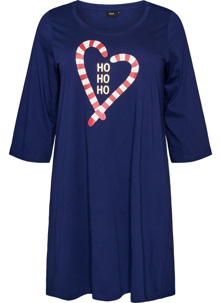 Nightdress in organic cotton with Christmas motif, Blue, Packshot image number 0