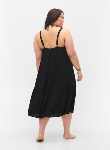 Long beach dress in viscose, Black, Model image number 1