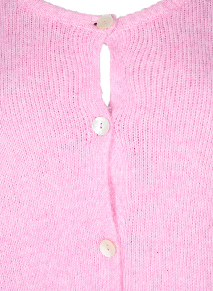 Knitted cardigan with wool and buttons, Begonia Pink Mel., Packshot image number 2