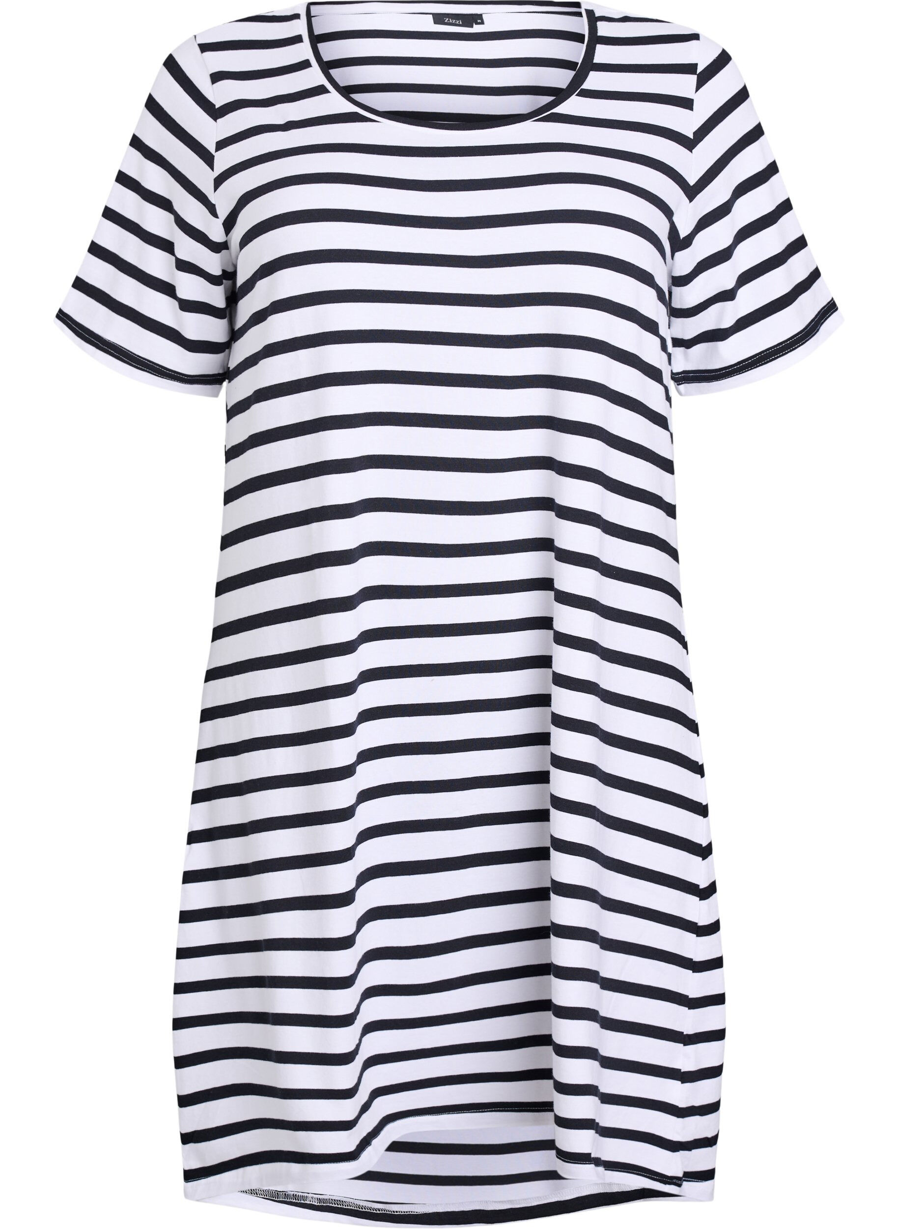 Zizzifashion Striped jersey dress with short sleeves, Black, Packshot image number 0