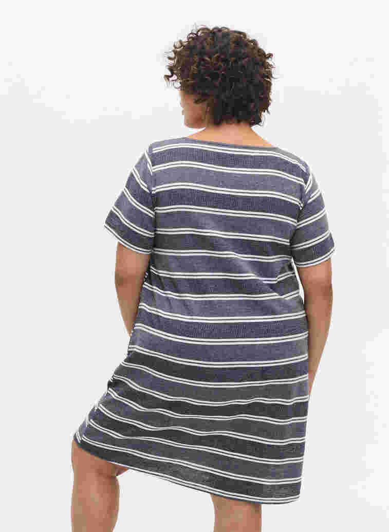 Striped, short-sleeved dress, Blue Stripe, Model image number 1