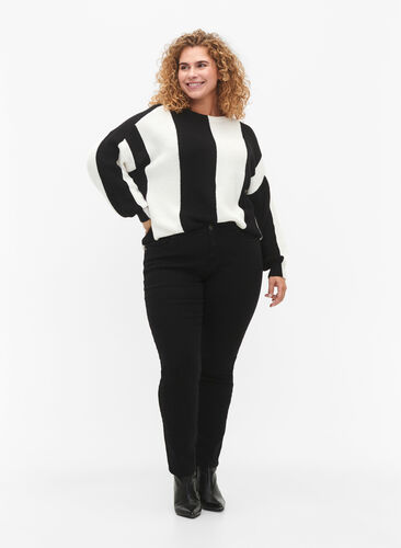 Striped colorblock sweater, Black w. Cloud D., Model image number 2
