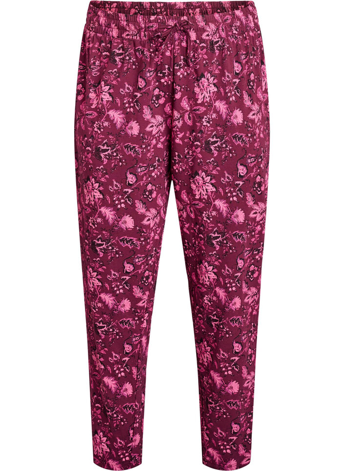 Cotton pyjamas pants with print, Dark Bordeaux, Packshot image number 0