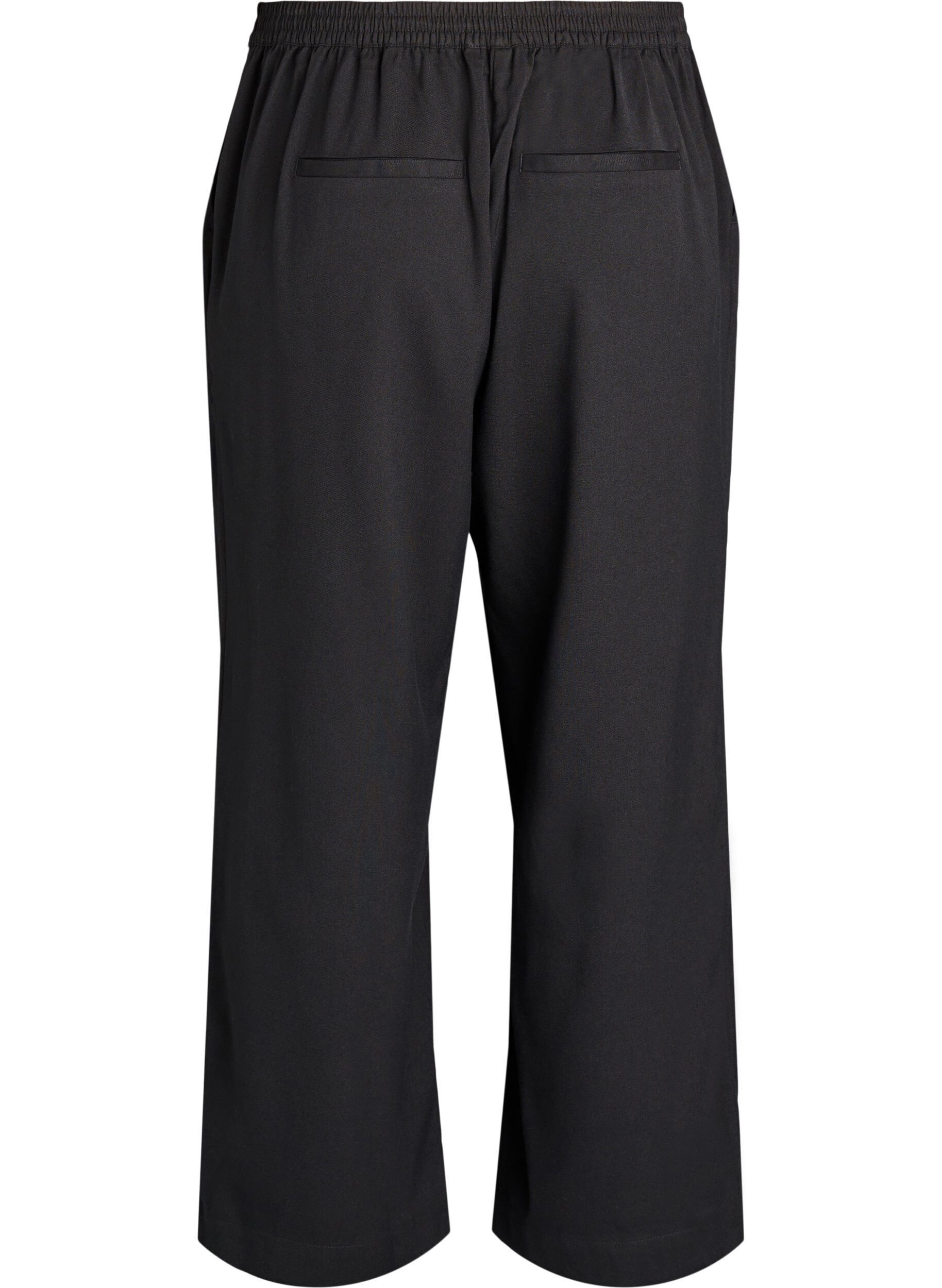 Zizzifashion Wide-leg trousers with a high waist, Black, Packshot image number 1