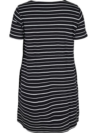 Short-sleeved cotton tunic with stripes, Black/White Stripe , Packshot image number 1