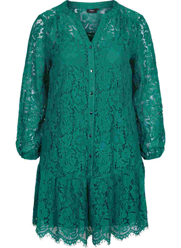 Lace dress with long sleeves, Evergreen, Packshot image number 0