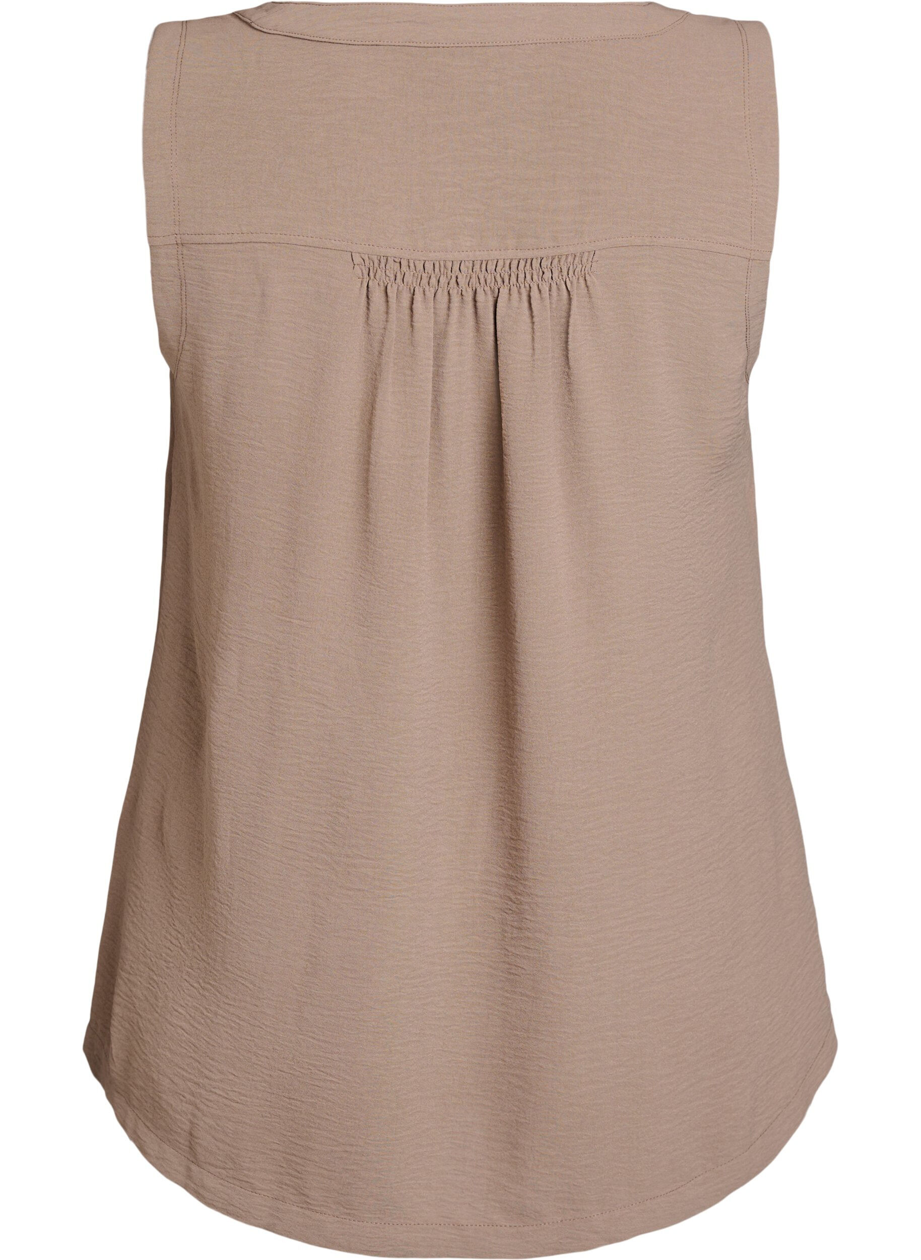 ZizzifashionSleeveless top with wrinkle details, Brown, Packshot image number 1