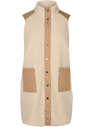 Long teddy vest with buttons and pockets, Nomad Comb, Packshot image number 0