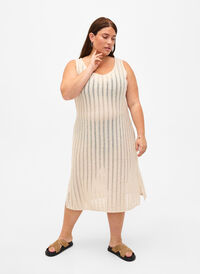 Light woven beach dress with slits, Brazilian Sand, Model