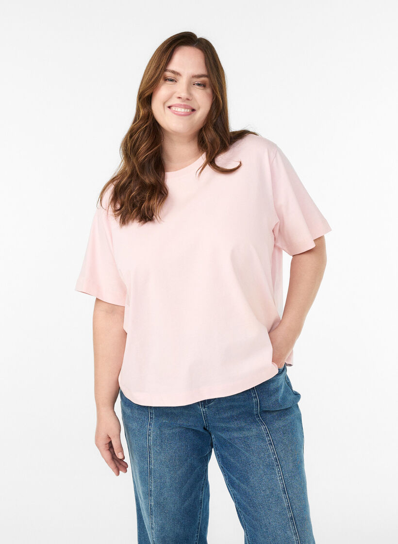 Boxy cotton t-shirt, Pink, Model image number 0