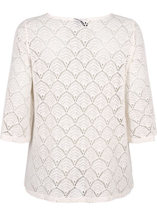 Crochet blouse with 3/4 sleeves, Sandshell, Packshot image number 1