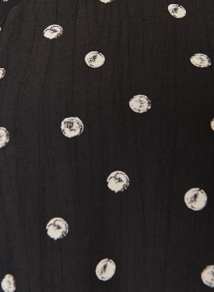 Short viscose dress with balloon sleeves, Black, Packshot