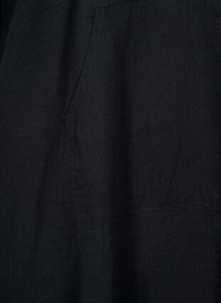 Cotton blend hooded dress with linen, Black, Packshot image number 3