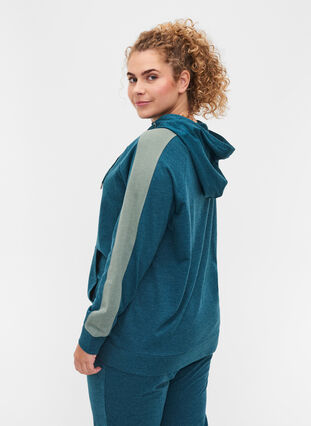 Hooded sweatshirt with zip, Deep Teal, Model image number 1