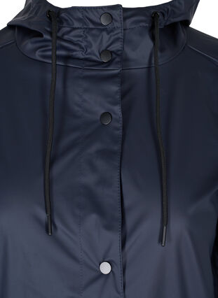 Rain jacket with hood and button fastening - Blue - Sz. 42-60 - Zizzifashion | Regenjacken