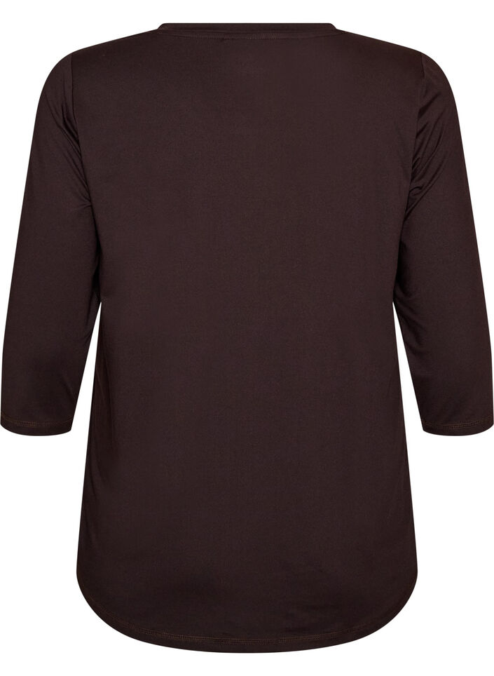 Sports top with 3/4 sleeves, Brown, Packshot image number 1