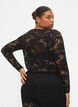 Long sleeve lace blouse with V-neck, Black, Model image number 1