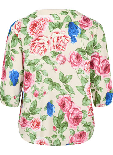 Floral shirt with 3/4 sleeves, Bright Flower, Packshot image number 1