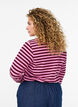 Striped jersey blouse with a ribbed texture, Pink, Model image number 2