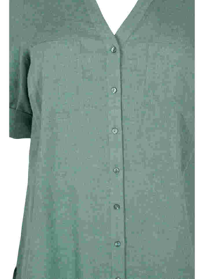 Long shirt with 3/4 sleeves and v-neckline, Balsam Green, Packshot image number 2