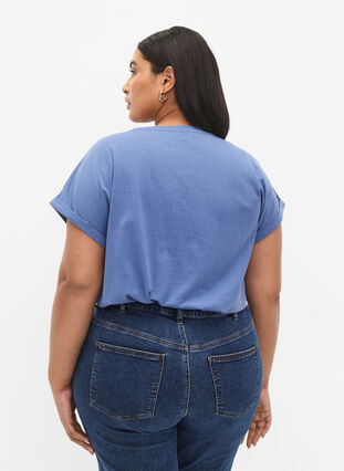 Short sleeve cotton blend T-shirt, Moonlight Blue, Model image number 1