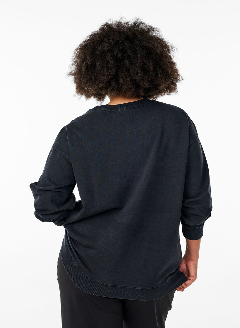 Loose sweatshirt with washed look, Grey, Model image number 2
