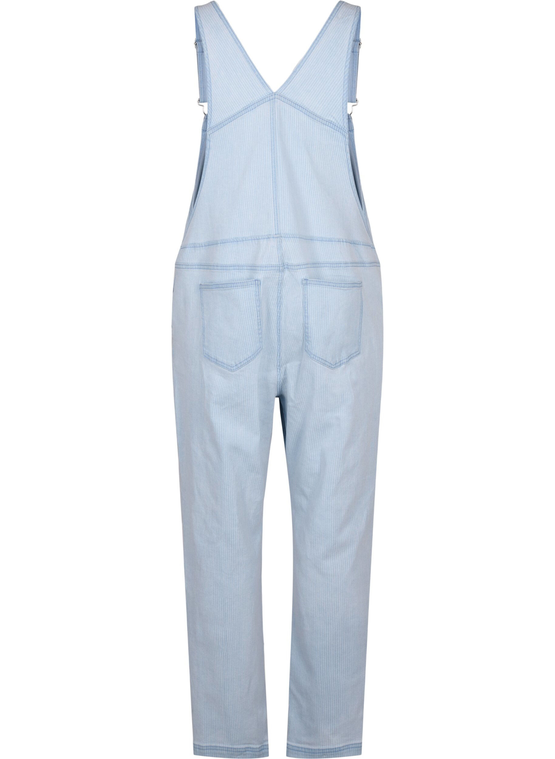 ZizzifashionStriped denim overalls, Light Blue, Packshot image number 1