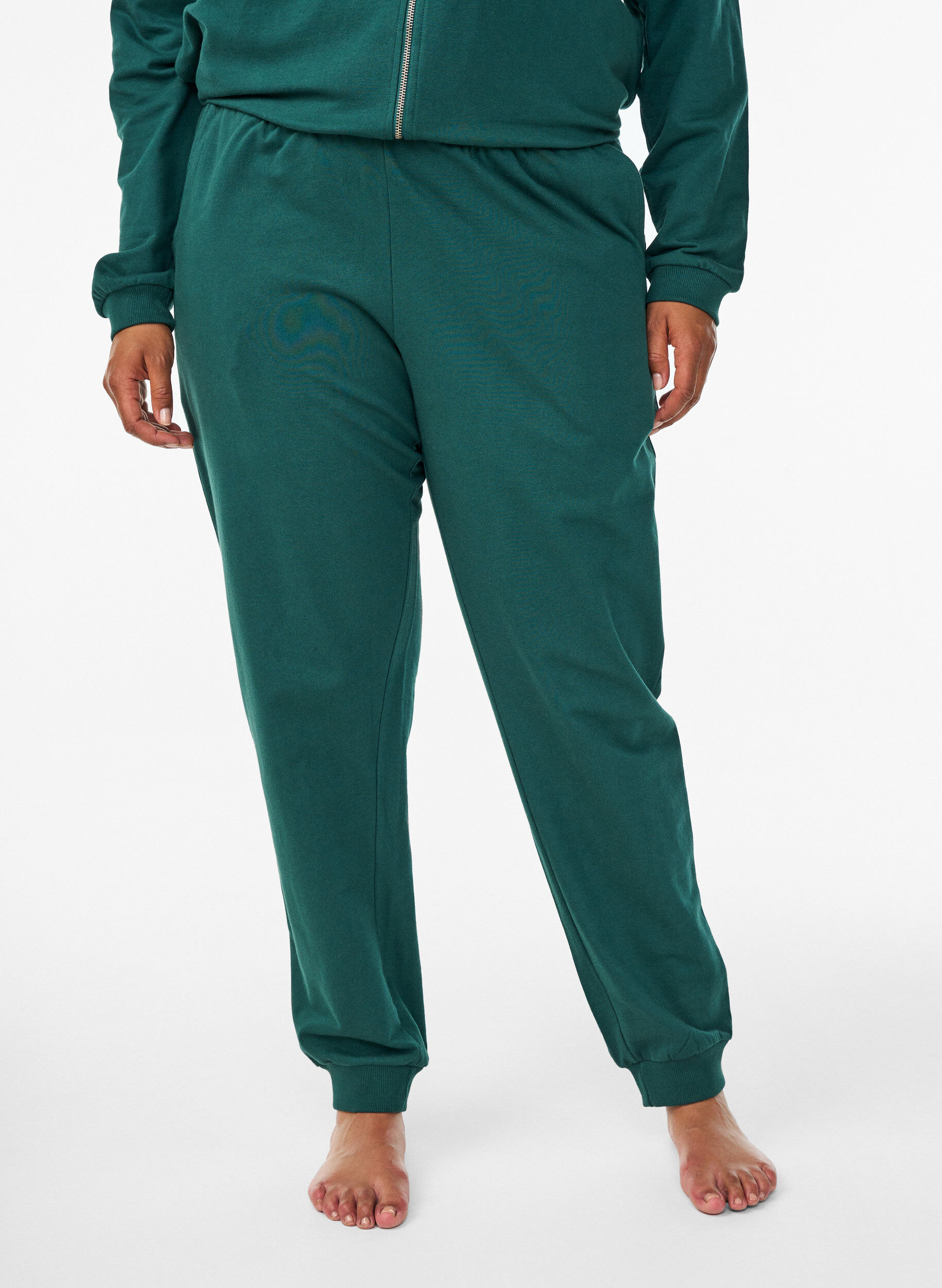 Zizzifashion High-waisted cotton sweatpants, Green, Model image number 2