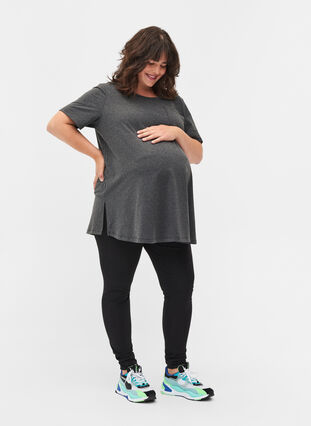 Short-sleeved cotton maternity T-shirt, Dark Grey Melange, Model image number 2