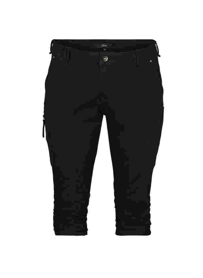 Slim fit capri jeans with pockets, Black, Packshot image number 0