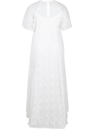 Short-sleeved lace wedding dress, Star White, Packshot image number 1