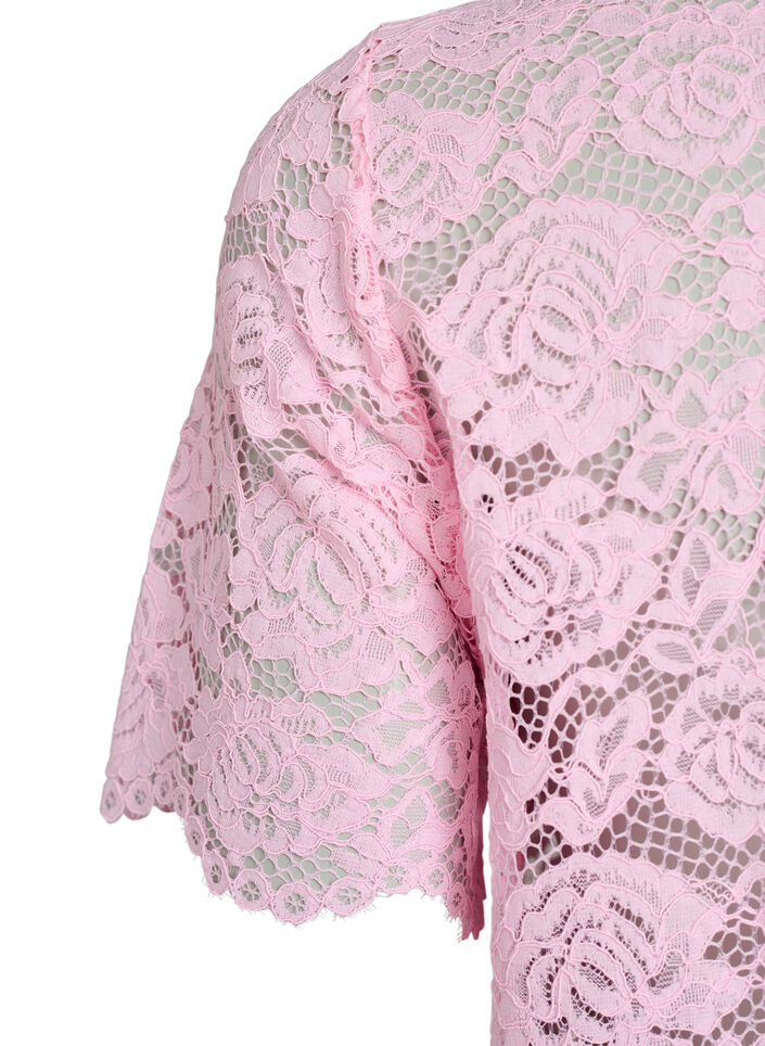 Lace shirt blouse with pearl buttons, Rose, Packshot image number 3
