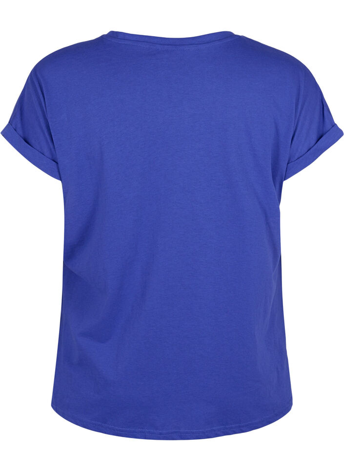 Short sleeved cotton blend t-shirt, Blue, Packshot image number 1