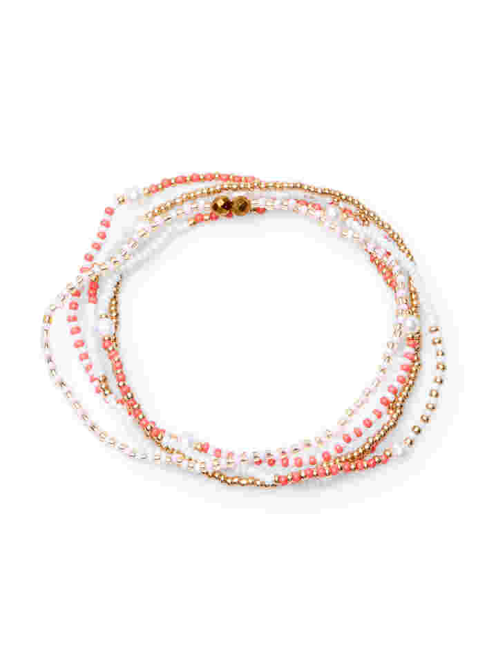 5-pack of beaded bracelets, Coral Mix, Packshot image number 0