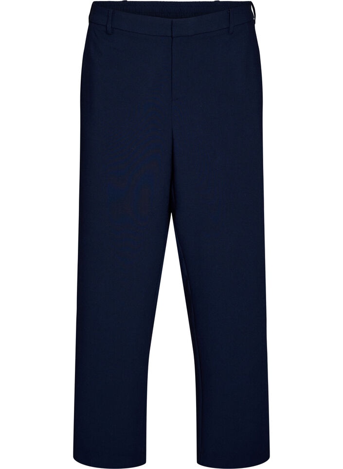 Tailored trousers with a high waist and straight fit, Blue, Packshot image number 0