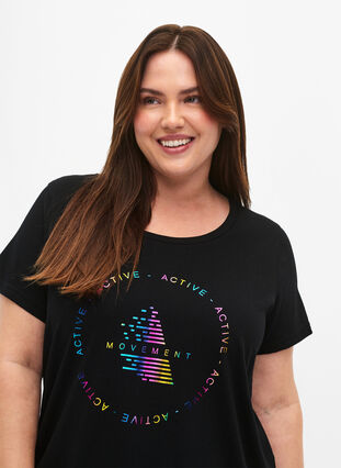 Sports t-shirt with print, Black/Hologram logo, Model image number 2