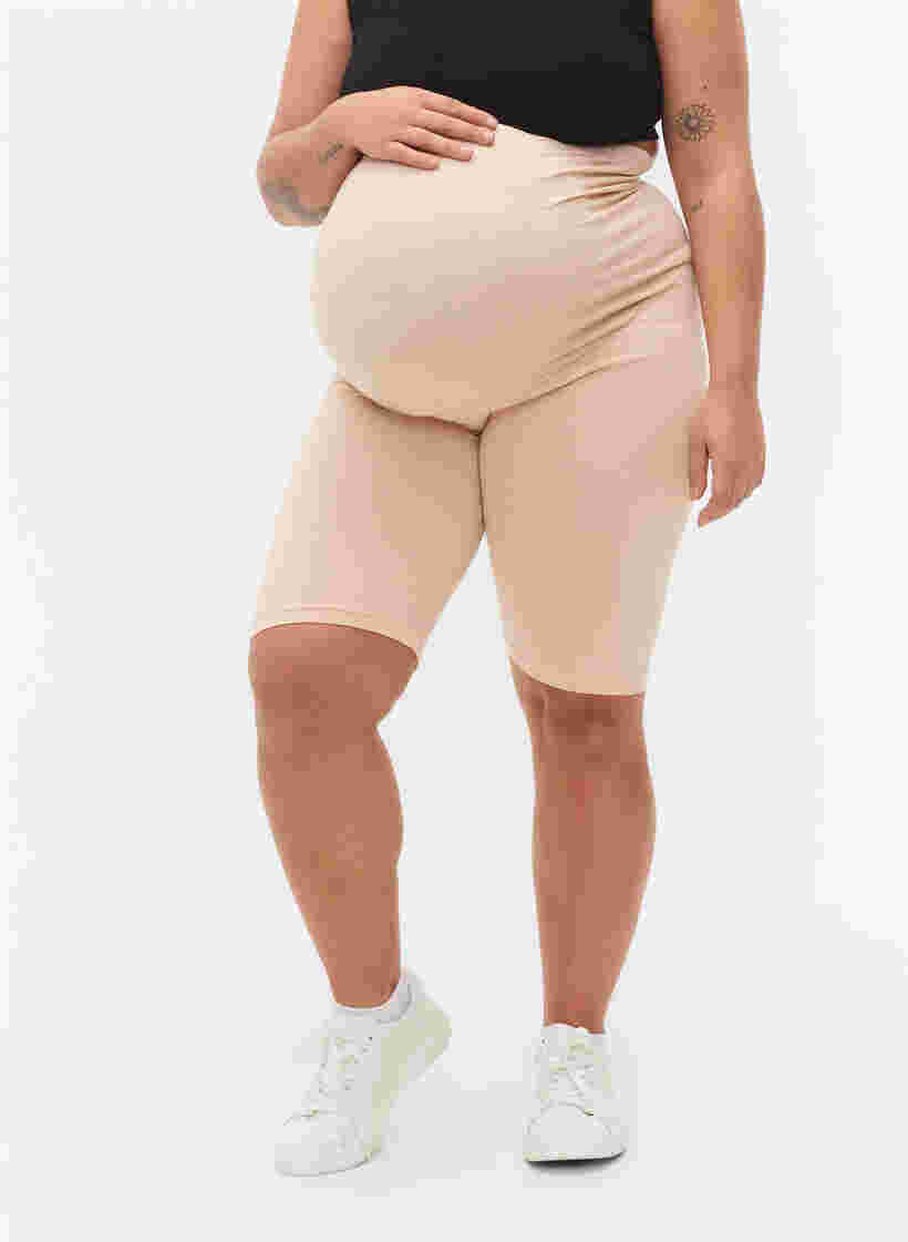 Cotton tight-fitting maternity shorts, Frappé, Model image number 2