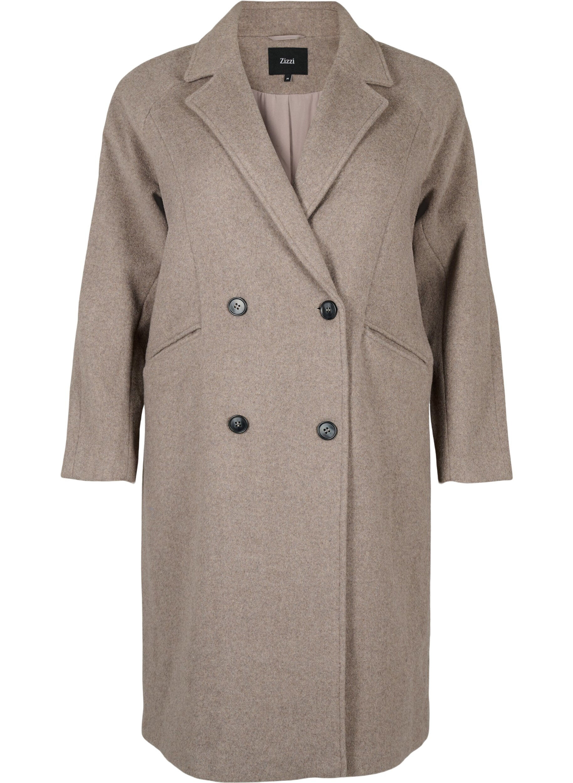 Zizzifashion Wool coat with buttons and pockets, Moon Rock Mel., Packshot image number 0