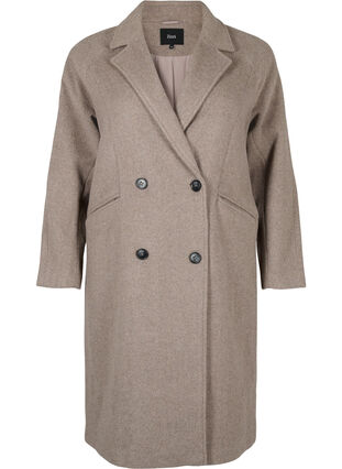 Wool coat with buttons and pockets, Moon Rock Mel., Packshot image number 0