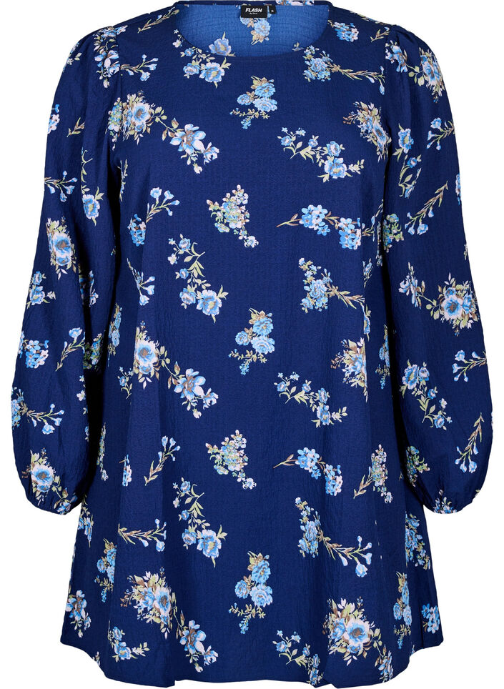 FLASH - Long-sleeved tunic with a round neck, Blue, Packshot image number 0