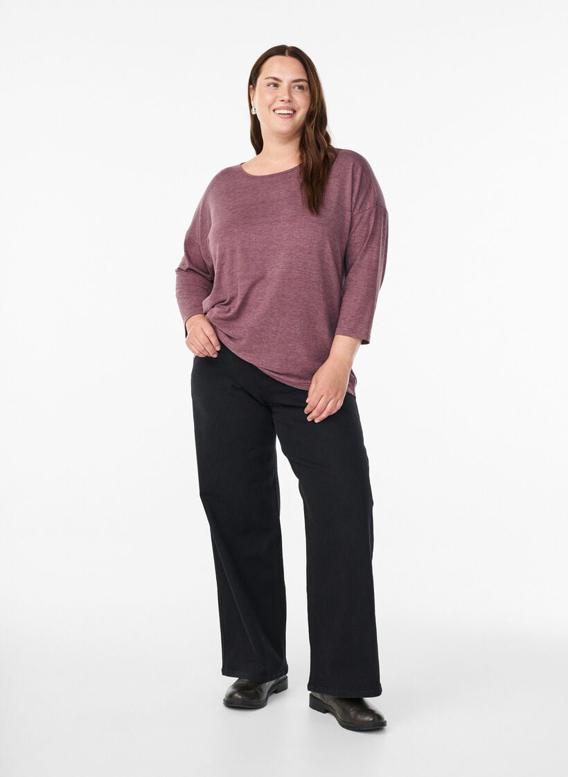 FLASH – Jersey blouse with 3/4 sleeves, Red, Model image number 1