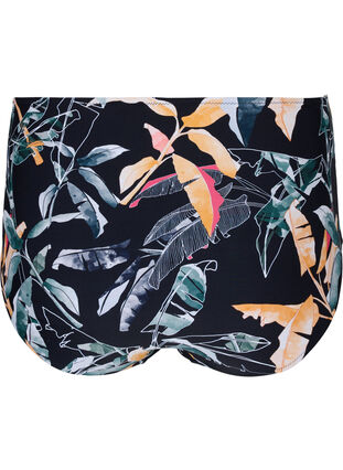 Printed bikini bottoms with extra high waist, Leaf Print, Packshot image number 1
