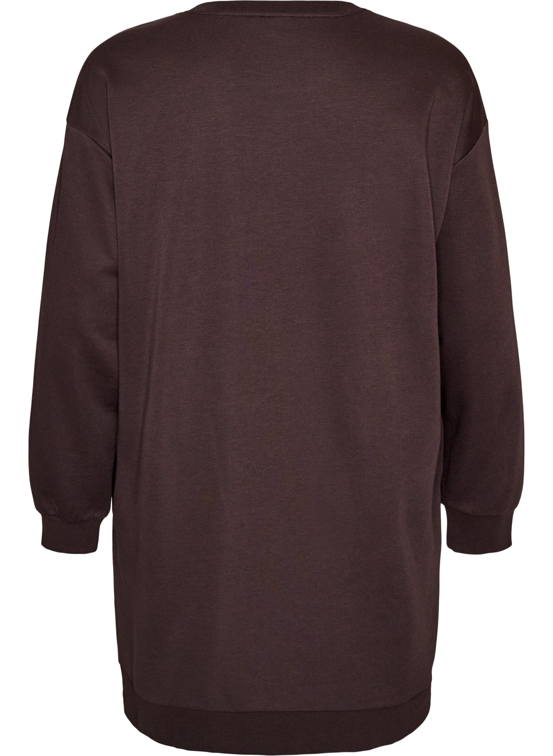 ZizzifashionLoose sweatshirt dress with pockets, Brown, Packshot image number 1