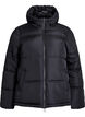 Short puffer jacket with a hood and two-way zipper, Black, Packshot image number 0