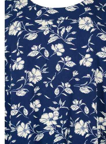 Short-sleeved, printed cotton dress, Naval Flower, Packshot image number 2
