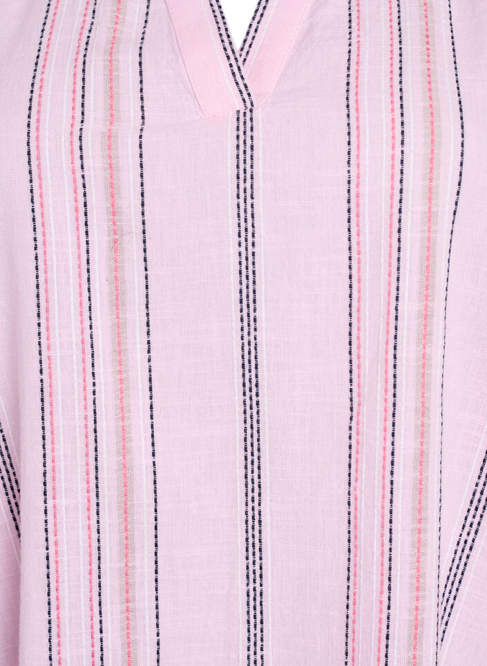 Short cotton dress with striped pattern, Rose, Packshot image number 2