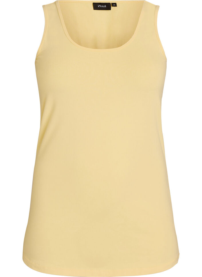 Solid color basic top in cotton, Yellow, Packshot image number 0
