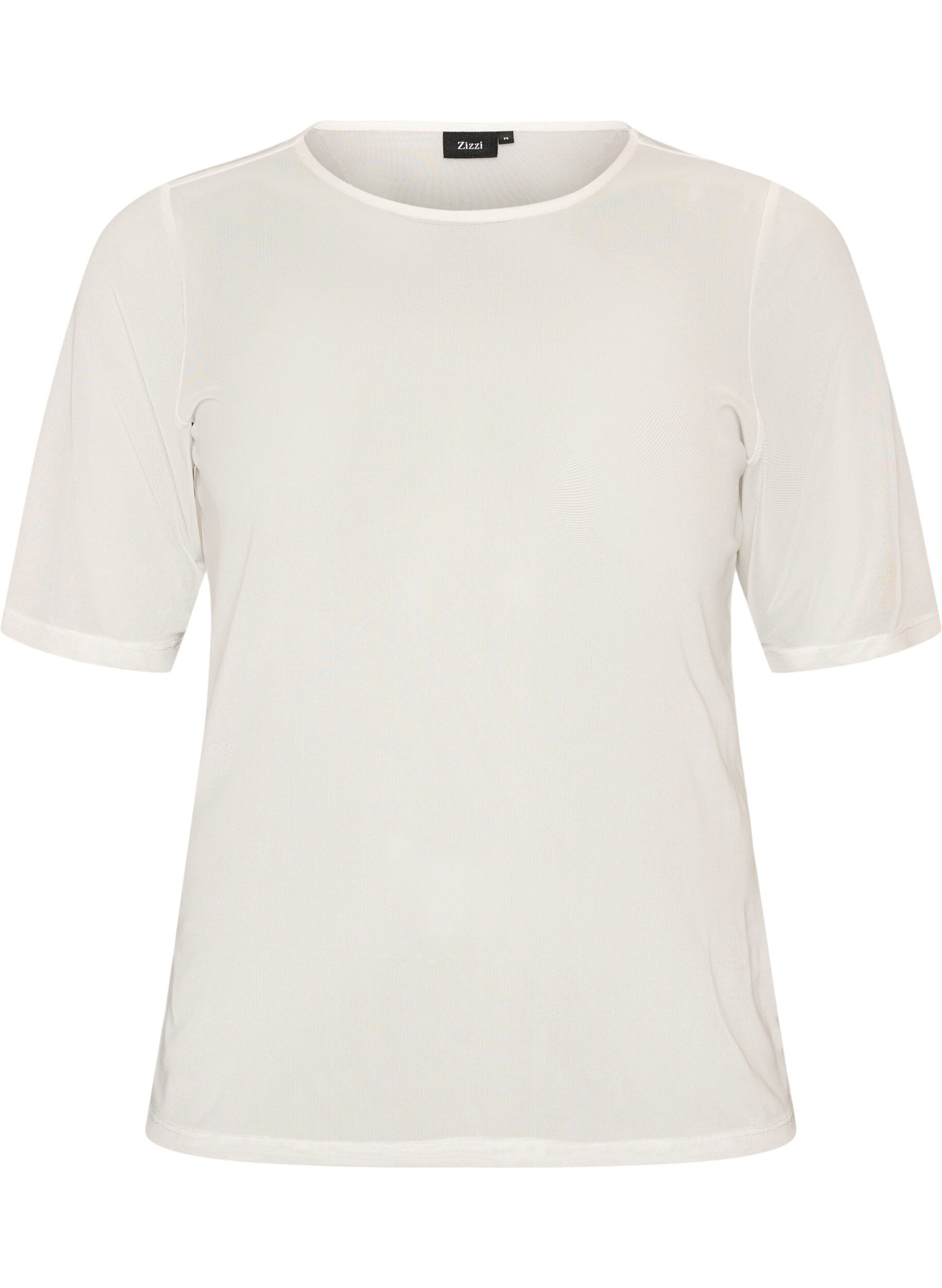 Mesh top with short sleeves and round neck