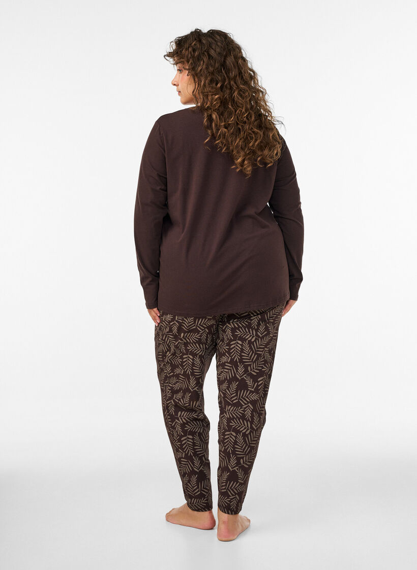 Cotton pyjamas pants with print, Brown, Model image number 2